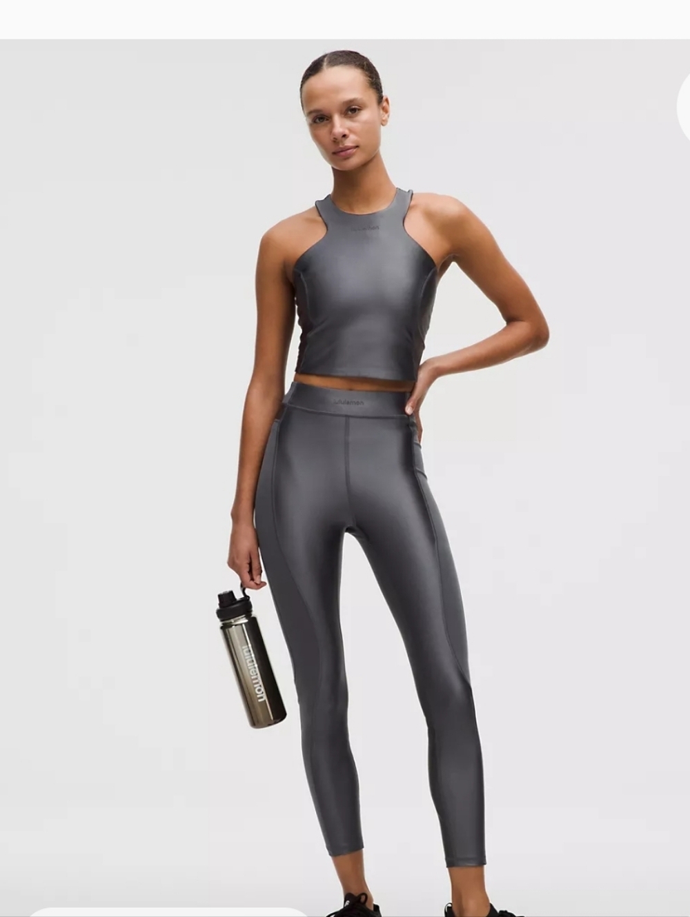 lululemon athletica Charcoal Gray High-Neck Cropped Tank with High-rise Tights
